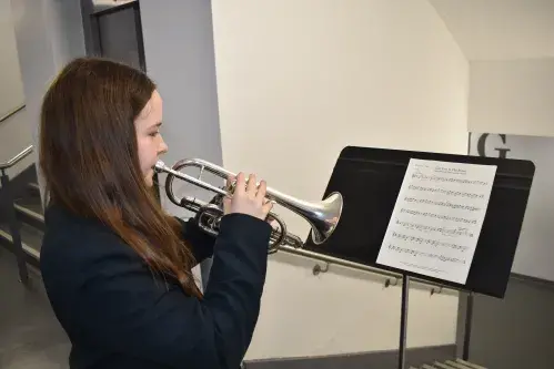 Student playing instrument